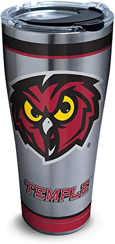 Tervis NCAA Temple Owls Tradition Stainless Steel Insulated Tumbler with Lid  30 oz  Silver
