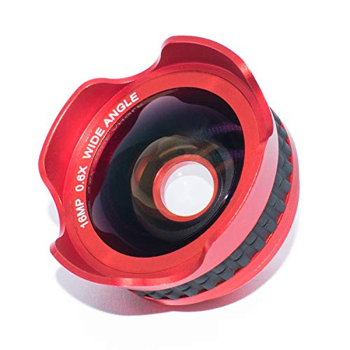 Cell Phone Lens, 0.6X Wide Angle & 15X Macro Lens, 2 in 1 HD No Distortion Phone Camera Lens for iPhone, Samsung, Android Smartphones (Red)