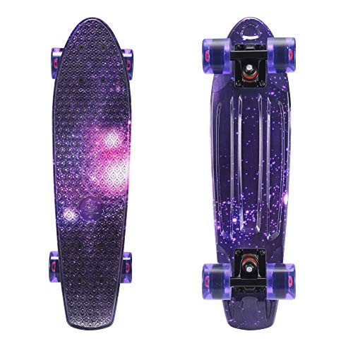 Playshion Complete 22 Inch Mini Cruiser Skateboard for Beginner with Sturdy Deck Purple 1