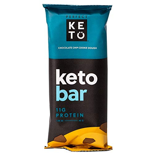 Perfect Keto Bars   The Cleanest Keto Snacks with Collagen and MCT  No Added Sugar  Keto Diet Friendly   3g Net Carbs  19g Fat  11g protein   Keto Diet Food Dessert  Chocolate Chip  12 Bars