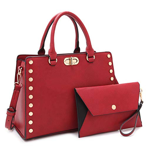 Dasein Purses and Handbags for Women Satchel Bags Top Handle Shoulder Bag Work Tote Bag With Matching Wallet  Red