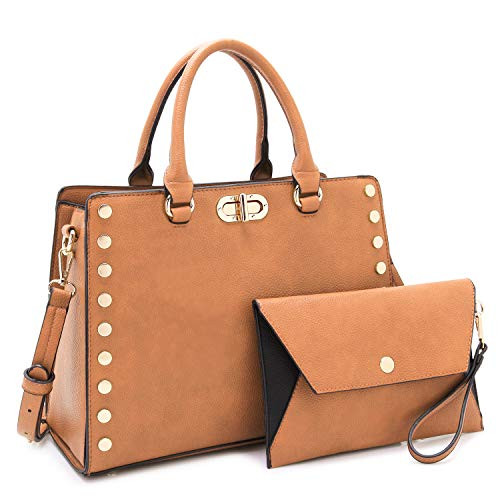 Dasein Purses and Handbags for Women Satchel Bags Top Handle Shoulder Bag Work Tote Bag With Matching Wallet  Tan