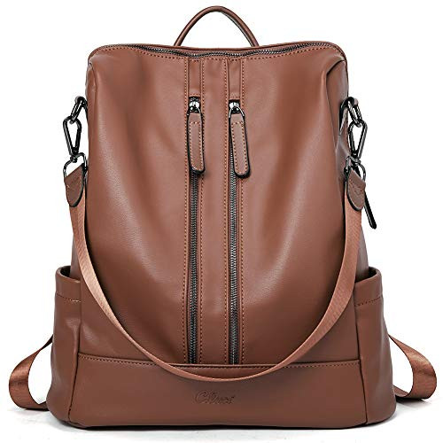 Women Backpack Purse Leather Fashion Travel Large Casual Covertible Ladies Shoulder Bag Dark Brown