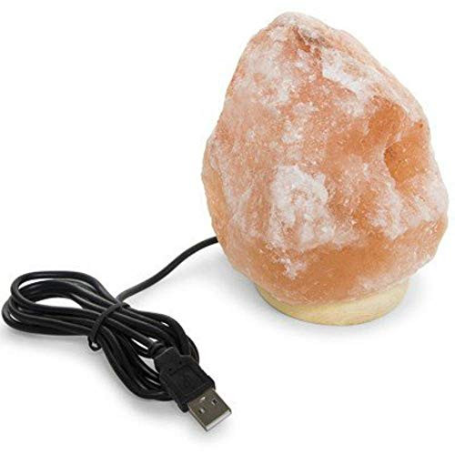 Himalayan Rock Salt Lamp. Himalayan Pink Salt Rock Tabletop Lamp Decoration Statue. Night Light Pink Salt Lamp with Wooden Stand (USB Plug-in)