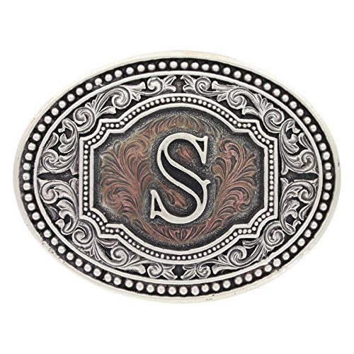 Montana Silversmiths Men s Initial S  Two Tone Attitude Belt Buckle Silver One Size