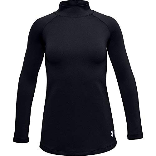 Under Armour Girls ColdGear Long Sleeve Mock T Shirt Black 001 White Youth Large Under Armour Girls ColdGear Long Sleeve Mock T Shirt Black 001 White Youth Large