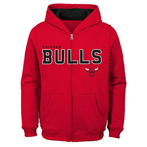 NBA by Outerstuff NBA Kids   Youth Boys Chicago Bulls  Stated  Full Zip Fleece Hoodie  Red  Kids Large 7