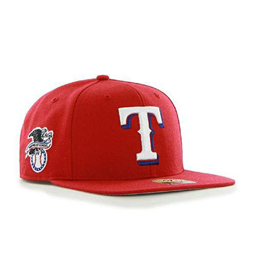Texas Rangers MLB Red Sure Shot 47 Brand Captain Wool Flat Bill Snapback Hat