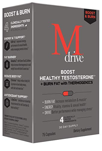 Mdrive Boost and Burn Testosterone Booster and Fat Burner with Zinc  KSM 66 Ashwagandha  Advantra Z  75 Count