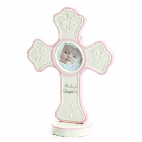 Nat and Jules Baby s Baptism Cross Frame  Pink