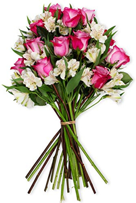 Benchmark Bouquets Delightful Roses and Alstroemeria  No Vase  Fresh Cut Flowers