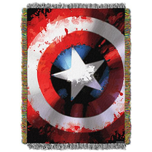 Marvel Captain America,Star Shield Woven Tapestry Throw Blanket, 48" x 60"