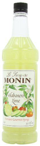 Monin Flavored Syrup  Habanero Lime  33 8 Ounce Plastic Bottles  Pack of 4