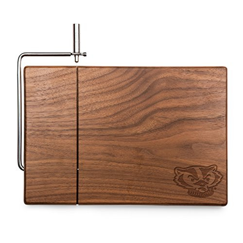NCAA Wisconsin Badgers Meridian Black Walnut Cutting Board with Cheese Slicer