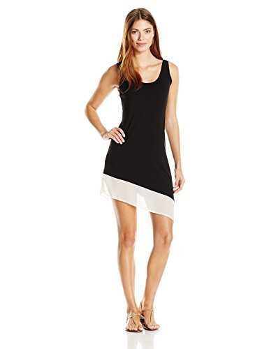 Calvin Klein Women s Colorblock Asymmetrical Dress Cover Up  Black Milk  Large