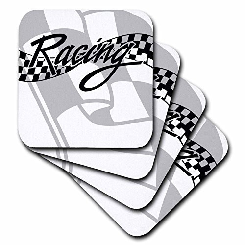 3dRose CST 99325 4 Racing Black and White Checkered Flag Ceramic Tile Coasters  Set of 8