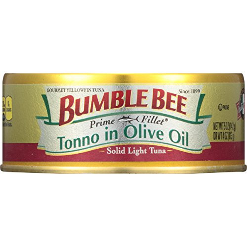 BUMBLE BEE PRIME FILLET Tonno in Olive Oil  Canned Tuna in Olive Oil  Gluten Free Food  High Protein Snacks  Bulk Snacks  5 Ounce Can  Pack of 12