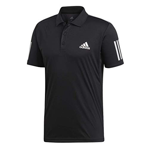 adidas Men s Club 3 Stripes Tennis Polo Shirt  Black White  Large