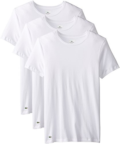 Lacoste Men s Cotton Crew Neck T Shirt Undershirt  3 Pack   White  Medium