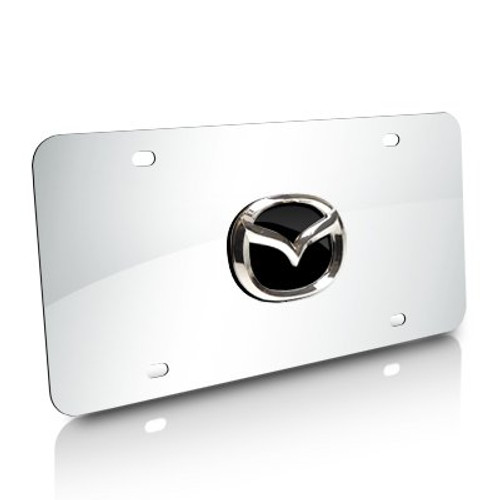 Au Tomotive Gold  INC  Mazda Black Infill 3D Logo Chrome Stainless Steel License Plate