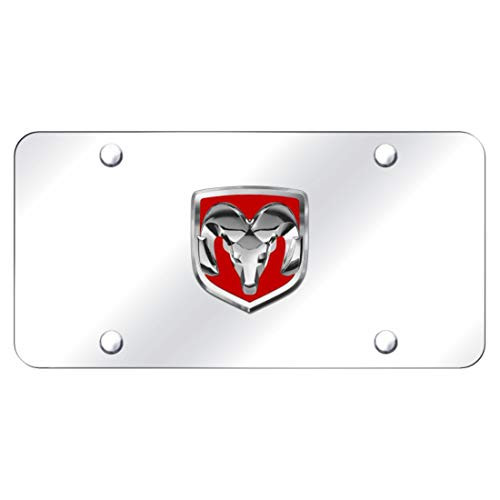Au Tomotive Gold INC Dodge RAM Red Logo Chrome Steel License Plate Au Tomotive Gold INC Dodge RAM Red Logo Chrome Steel License Plate