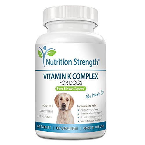 Nutrition Strength Vitamin K for Dogs Vitamins K1 K2 MK4 MK7 Vitamin D3 Help Maintain Strong Bones Promote Healthy Heart Boost Immune System Support Muscle Function 120 Chewable Tablets Nutrition Strength Vitamin K for Dogs Vitamins K1 K2 MK4 MK7 Vitamin D3 Help Maintain Strong Bones Promote Healthy Heart Boost Immune System Support Muscle Function 120 Chewable Tablets