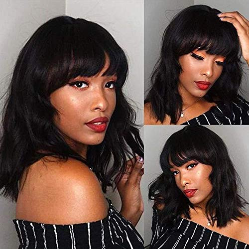 Body Wave Human Hair Wigs with Bangs 100 Brazilian Virgin Human Hair Wigs 130 Density None Lace Front Wigs Glueless Remy Human Hair for Black Women Natural Color Wig 14 inch Body Wave Human Hair Wigs with Bangs 100 Brazilian Virgin Human Hair Wigs 130 Density None Lace Front Wigs Glueless Remy Human Hair for Black Women Natural Color Wig 14 inch