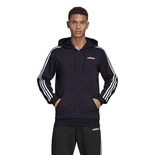 adidas mens Essentials 3 Stripes Regular Fit Training Fleece Track Top Sweatshirt  Black White  3X Large