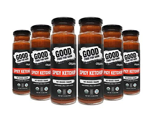 Good Food For Good Organic Spicy Ketchup  No Added Sugar   Whole30  Keto   Gluten free   9 5 Oz   6 Pack
