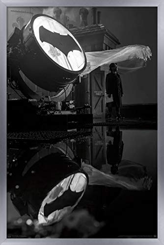 Trends International DC Comics Movie   Justice League   The Bat Signal Wall Poster  22 375  x 34   Silver Framed Version