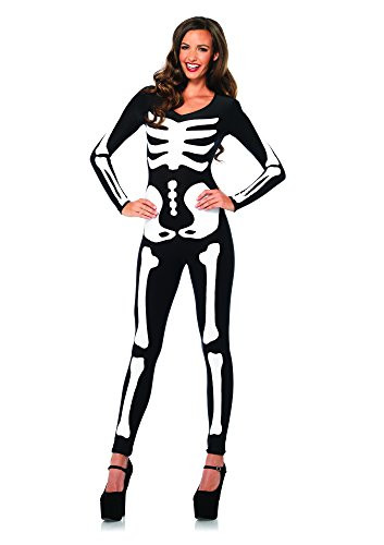 Leg Avenue Women s Glow in The Dark Skeleton Halloween Costume  Black White  Medium