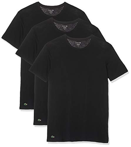 Lacoste Men s Cotton Crew Neck T Shirt Undershirt  3 Pack   New Black  X Large