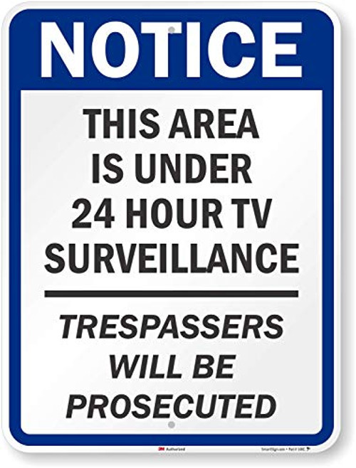 SmartSign  Notice   This Area Under 24 Hour TV Surveillance  Bilingual Sign   18  x 24  3M Engineer Grade Reflective Aluminum
