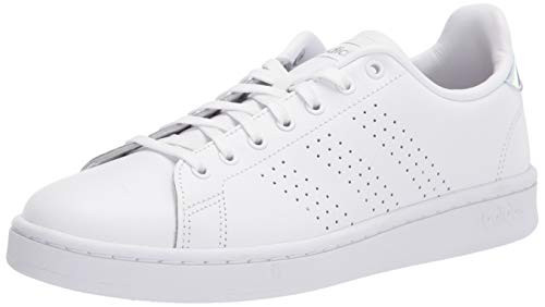 adidas Advantage Tennis Shoe  White Silver Metallic  8 5