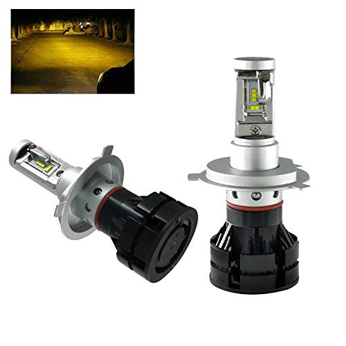 H4 LED Headlight Bulbs 3000K Golden Yellow  60W 10000 Lumens Adjustable Beam Extremely Bright  9003 Hi Lo  CSP Chips All in One Conversion Kit