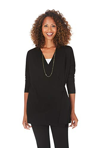 Foxcroft London Side Tie Sweater Cardigan in Solid Jersey Black