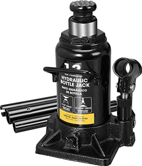 Torin AT91207AB Hydraulic Stubby Low Profile Welded Bottle Jack  12 Ton  24 000 lb  Capacity  Black