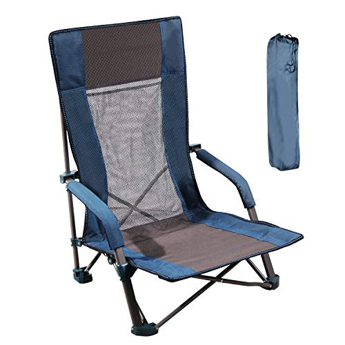 RedSwing Low Sling Beach Chair  Folding Beach Chair with Low Profile  Outdoor Camping Chair for Adults  High Back Portable for Camping Backpacking Sand  Blue