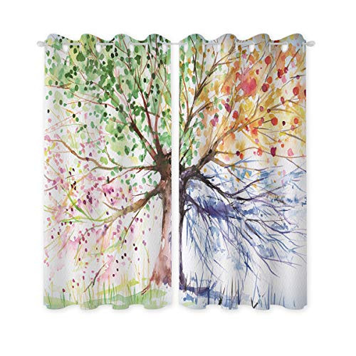 Riyidecor Watercolor Tree Windows Curtains Blackout 2 Panels 52 x 63 Inch Colorful Nature Abstract Art Navy Crayon Four Seasons Spring for Living Room Bedroom Window Drapes Treatment Fabric Riyidecor Watercolor Tree Windows Curtains Blackout 2 Panels 52 x 63 Inch Colorful Nature Abstract Art Navy Crayon Four Seasons Spring for Living Room Bedroom Window Drapes Treatment Fabric