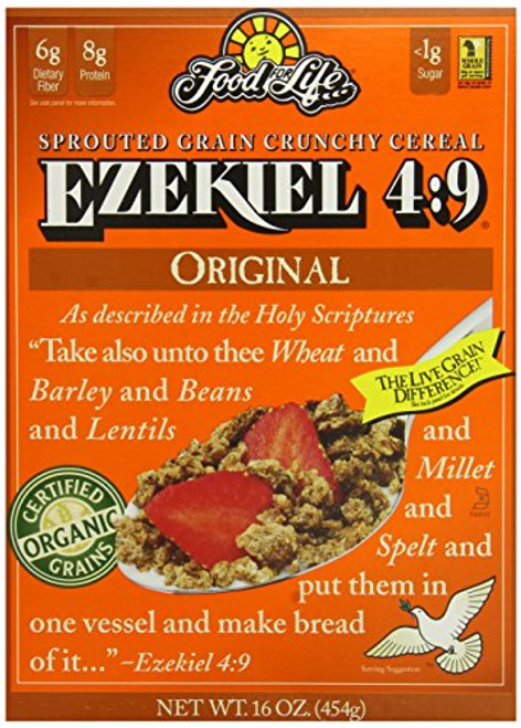 Food For Life Ezekiel 4 9 Organic Sprouted Whole Grain Cereal  Original  16 Ounce Boxes  Pack of 6