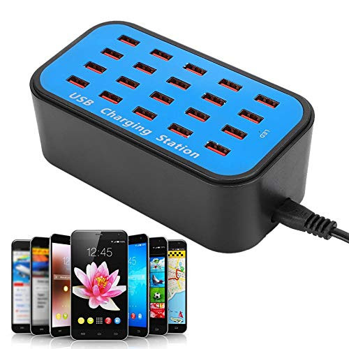 20 Port Fast Charging Station Charging Station Dock for Multiple Devices  USB Charging Hub Desktop Charging Stand Organizer for for Tablet Computer Phone etc US
