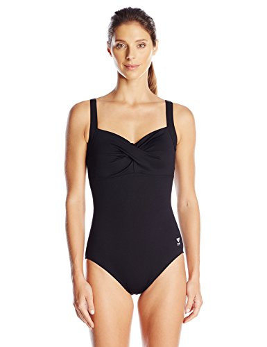 TYR Women s Twisted Bra Solid Controlfit Top  Black  10