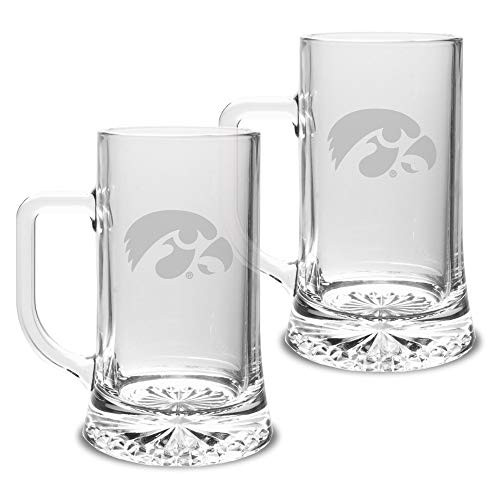 University Glass NCAA Iowa Hawkeyes Maxim Mug   Set of 2  Clear  17 5 oz
