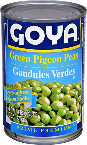Goya Foods Green Pigeon Peas  Gandules   Low Sodium  15 Ounce  Pack of 24
