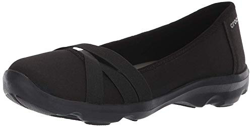 Crocs Women s Busy Day Strappy Flat  Black Slate Grey  W4 M US