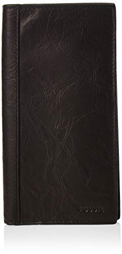 Fossil Men s Neel Leather Checkbook Wallet  Black