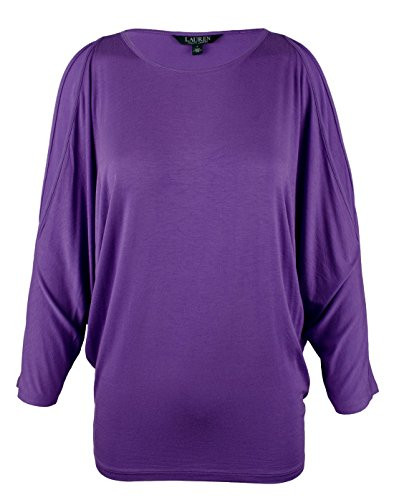 LAUREN RALPH LAUREN Womens Cold Shoulder Knit Casual Top Purple S