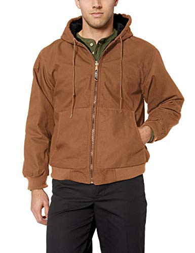 Smith s Workwear Men s Sherpa Lined Duck Canvas Hooded Jacket  Camel Brown  Medium