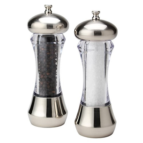 Olde Thompson 5595-00 Sienna Mess-Free Salt and Pepper Mill, 7", Silver/Clear