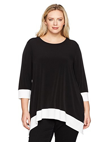 Calvin Klein Women s Plus Size Sharkbite Top  Black  2X